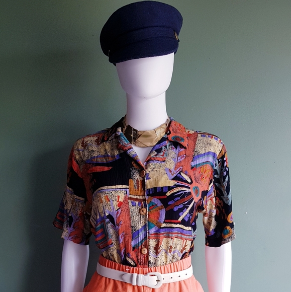 Laura Kieffer for Susan Burrowes Beautiful Vintage Print Blouse πβ¨πβ¨π - Picture 3 of 11